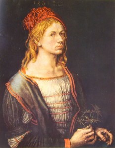 Autoritratto con fiore d’eringio, cm. 55,5 x 44,5, Louvre, Parigi.